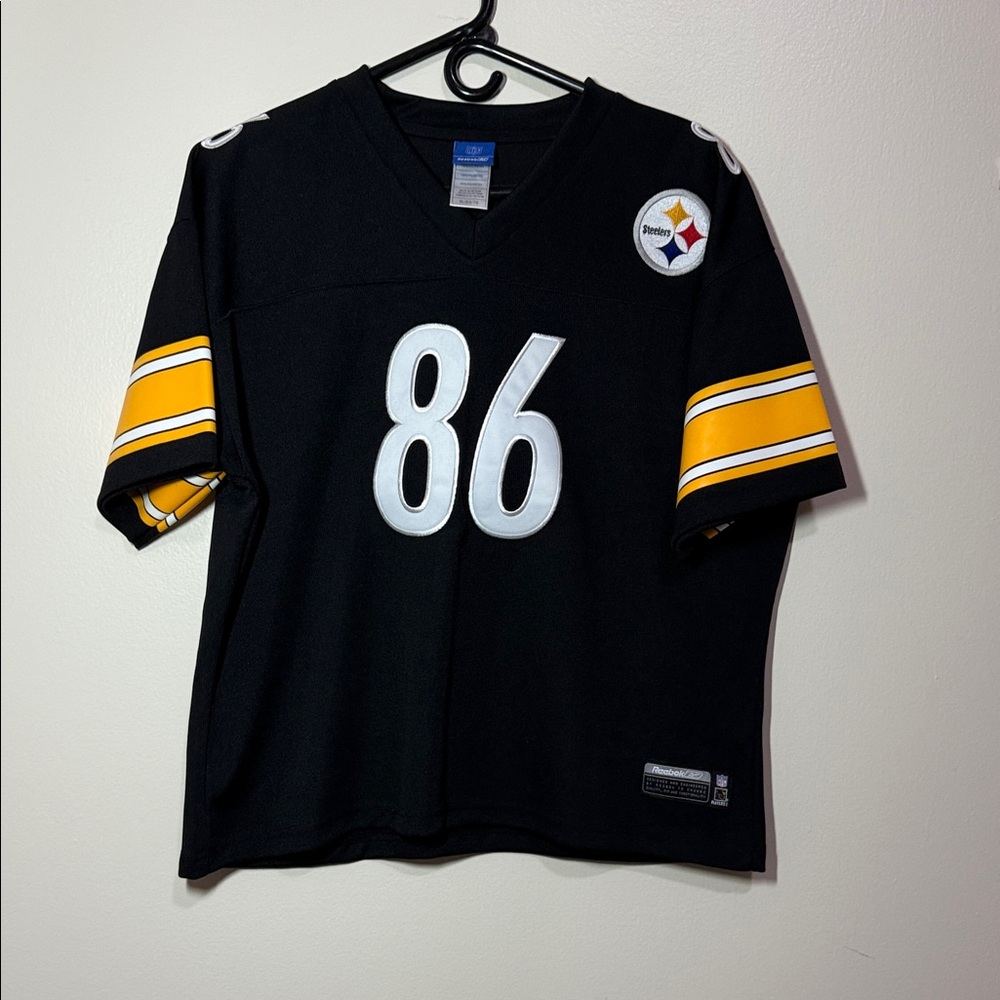 Reebok Steelers Black and Yellow Sports Jersey # 86 Ward